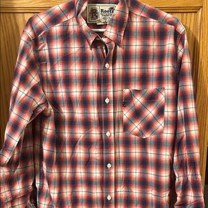 Roots Men's Casual Red and Blue Checkered Shirt
